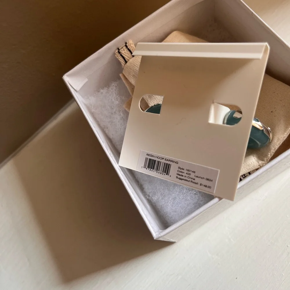 Tory Burch Silver and Blue hoop Earrings